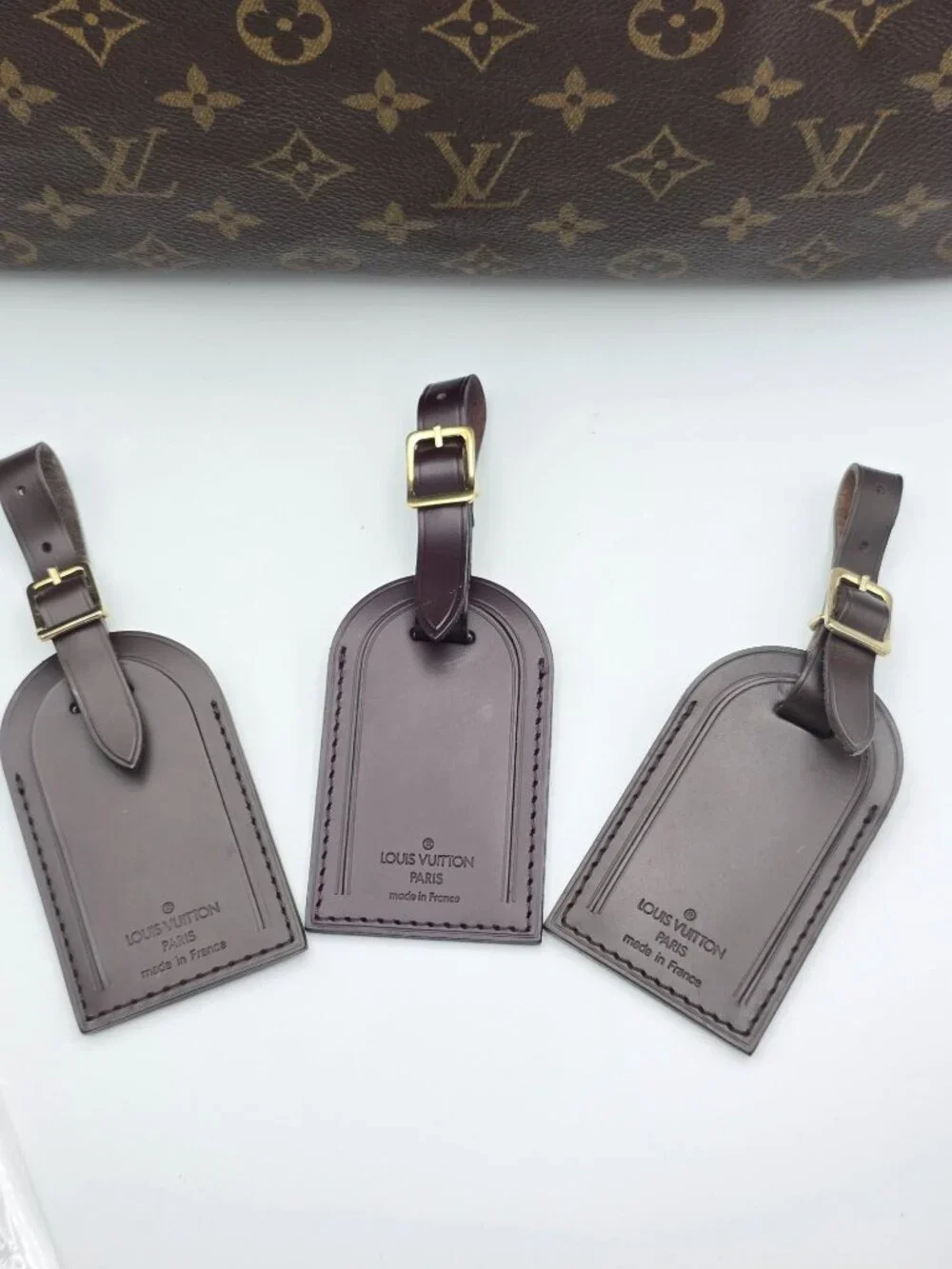 Authentic Louis Vuitton Brown Leather Luggage Tag – Excellent Condition